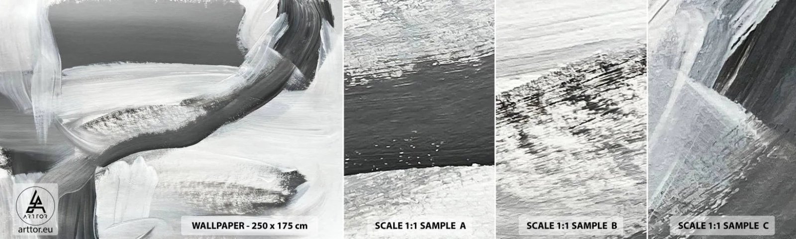 Échantillon de Papier Peint Autocollant Deluxe Sticker - Un geste décisif - Morceau, Peinture, Mazance - 100x30 cm