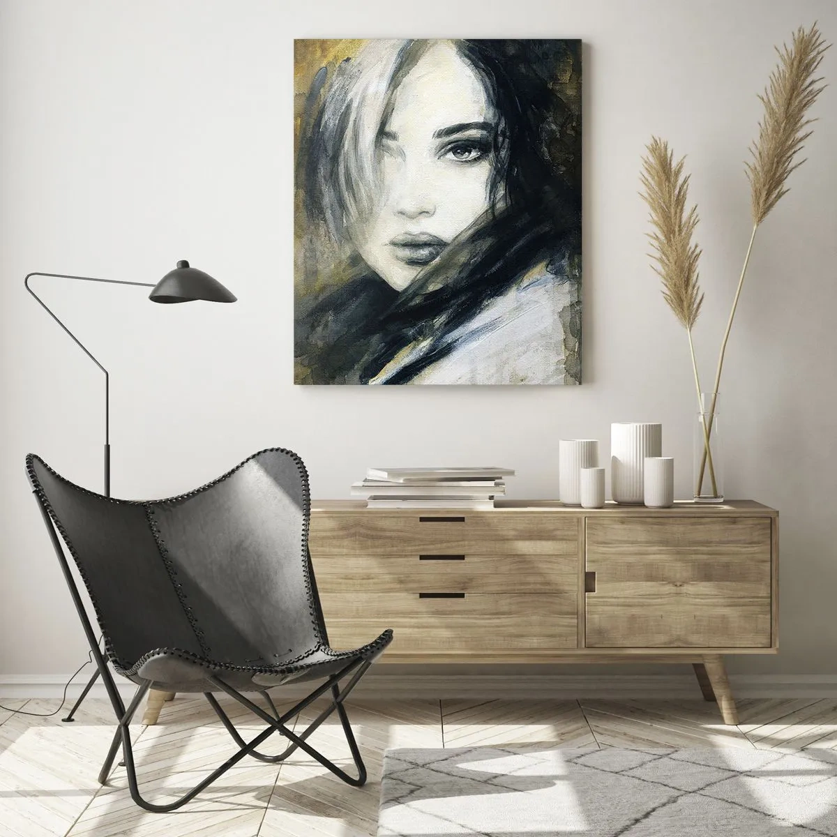 Impression sur verre - Image sur verre - Portrait d'une femme à l'aquarelle - 50x70cm - plutôt innocente ou sensuelle ? - Décoration murale moderne pour le salon et la chambre ARTTOR