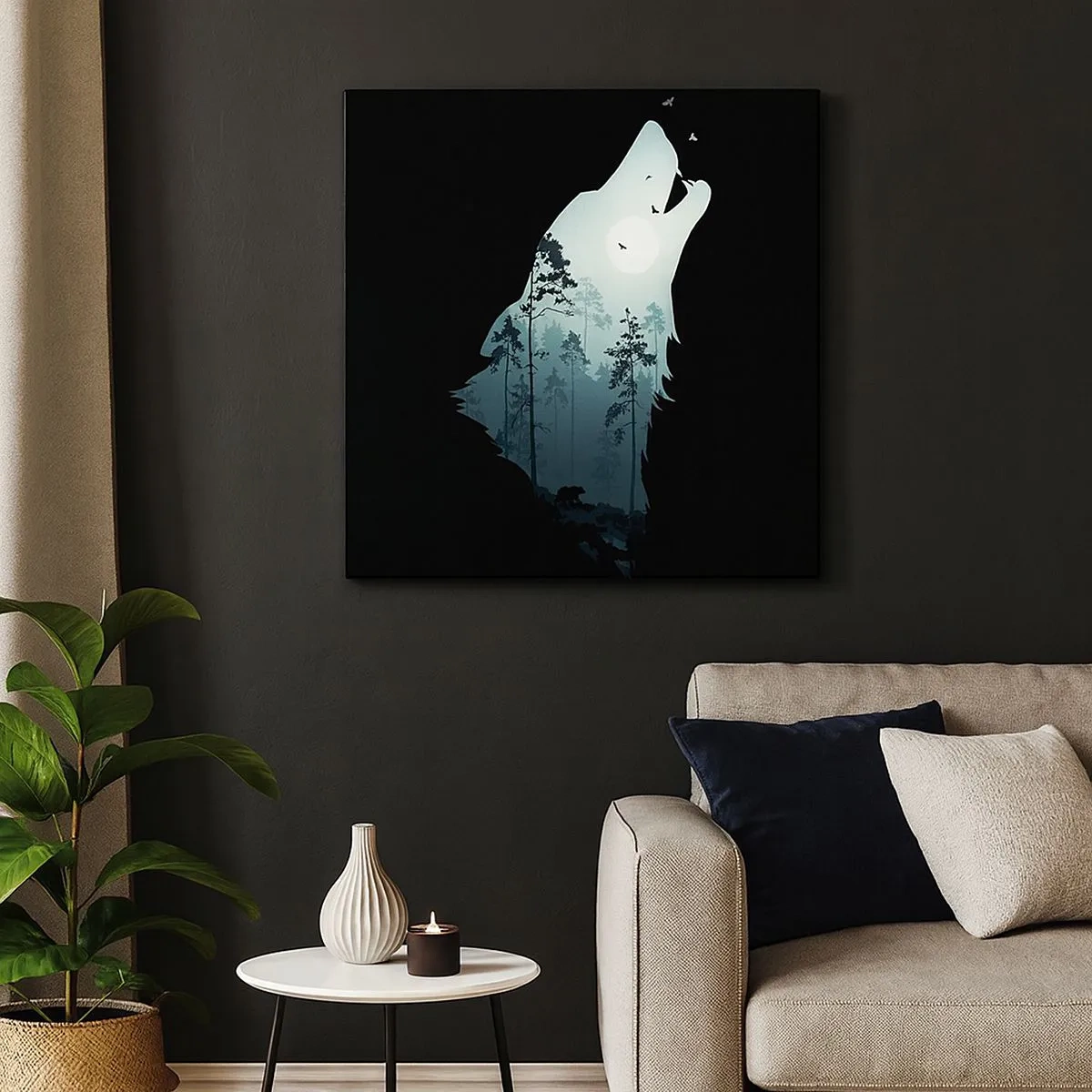 Impression sur toile - Image sur toile - La voix de nuit de la forêt - 30x30 cm