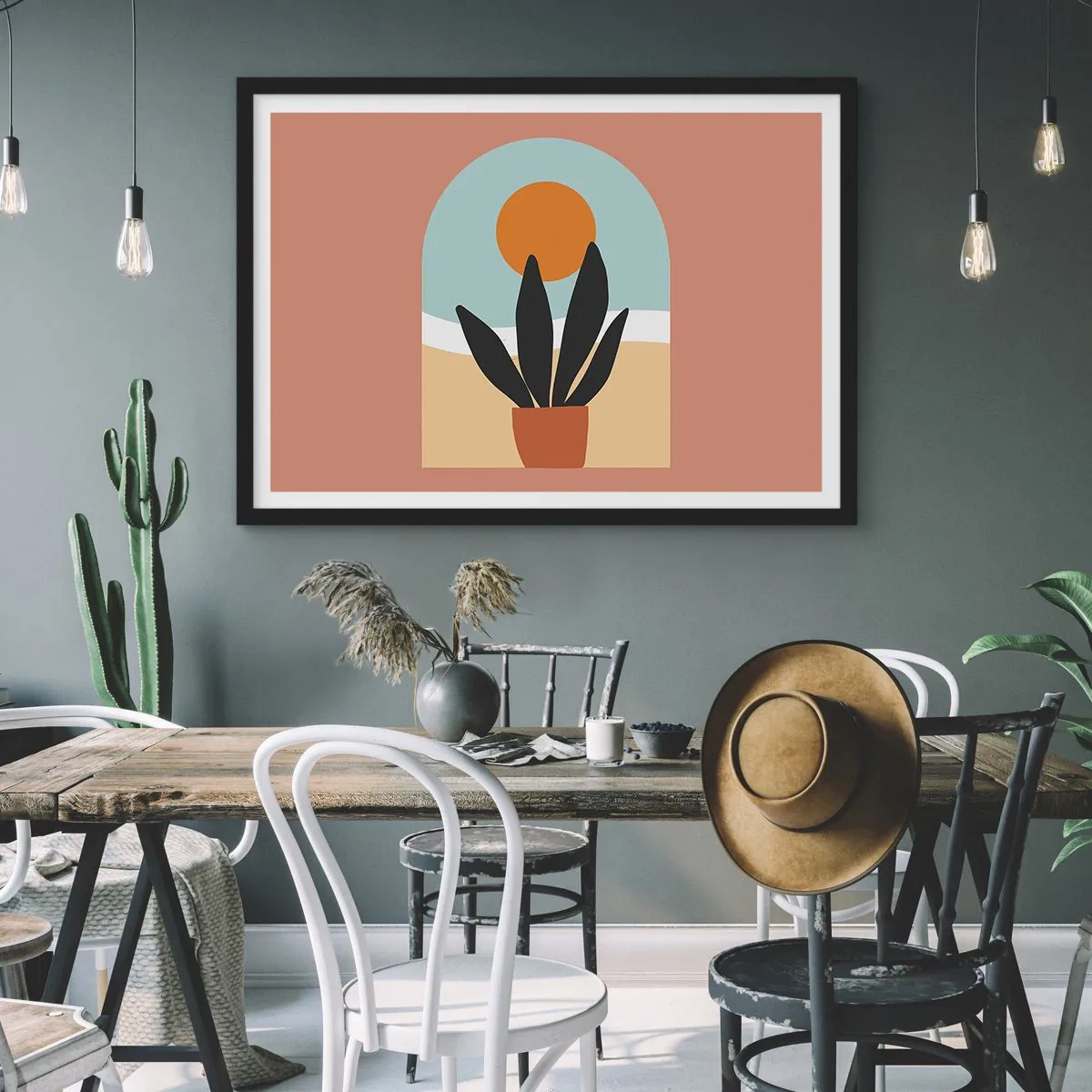 Affiche dans un cadre noir - Poster - Petits bonheurs - 50x40 cm