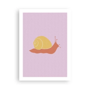 Affiche - Poster - Graphique d'escargot minimaliste sur fond pastel - 50x70cm - Il n'y a pas d'urgence - Décoration murale moderne pour le salon et la chambre ARTTOR