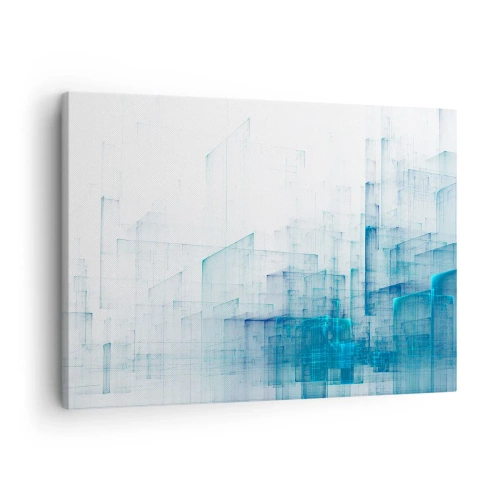 Impression sur toile - Image sur toile - Formes géométriques abstraites dans des tons de bleu - 70x50cm - Comment l’espace s’est formé - Décoration murale moderne pour le salon et la chambre ARTTOR