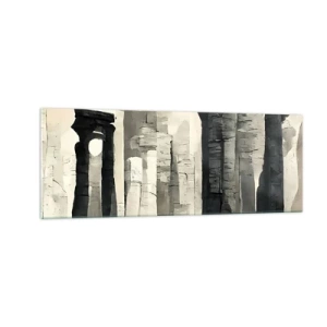 Impression sur verre - Image sur verre - Colonnes historiques dans un cadre monochrome atmosphérique - 140x50cm - La majesté de l'Antiquité - Décoration murale moderne pour le salon et la chambre ARTTOR