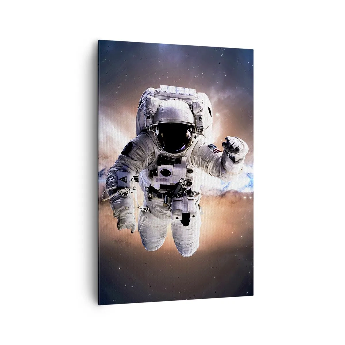 Impression sur toile - Image sur toile - Astronaute dans l'espace - 80x120cm - Salutations de l'espace - Décoration murale moderne pour le salon et la chambre ARTTOR