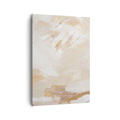 Impression sur toile - Image sur toile - Des tons abstraits délicats dans des tons beiges et dorés - 50x70cm - Composition pastel - Décoration murale moderne pour le salon et la chambre ARTTOR