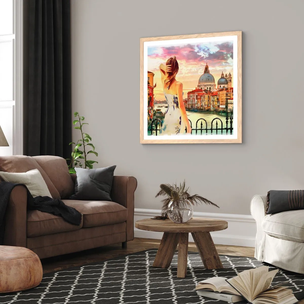 Affiche dans un chêne clair - Poster - Pour une aventure c'est uniquement dans ... - 60x60 cm