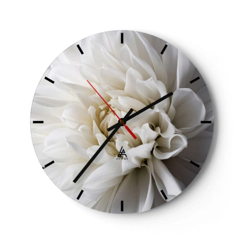 Horloge murale - Pendule murale - Une délicate fleur blanche avec un gros plan des pétales - 30x30cm - Le matin de la jeune mariéé - Décoration murale moderne pour le salon, la cuisine et la chambre ARTTOR