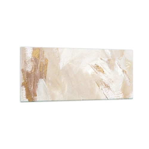 Impression sur verre - Image sur verre - Des tons abstraits délicats dans des tons beiges et dorés - 120x50cm - Composition pastel - Décoration murale moderne pour le salon et la chambre ARTTOR