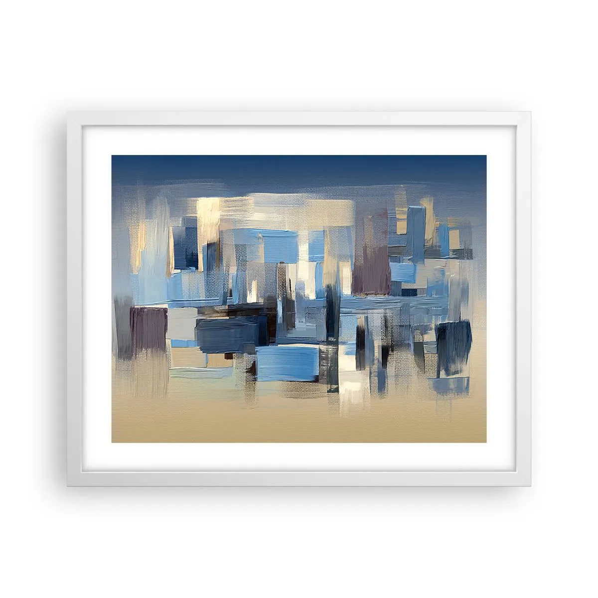 Affiche dans un cadre blanc - Poster - Construction bleue - 50x40 cm