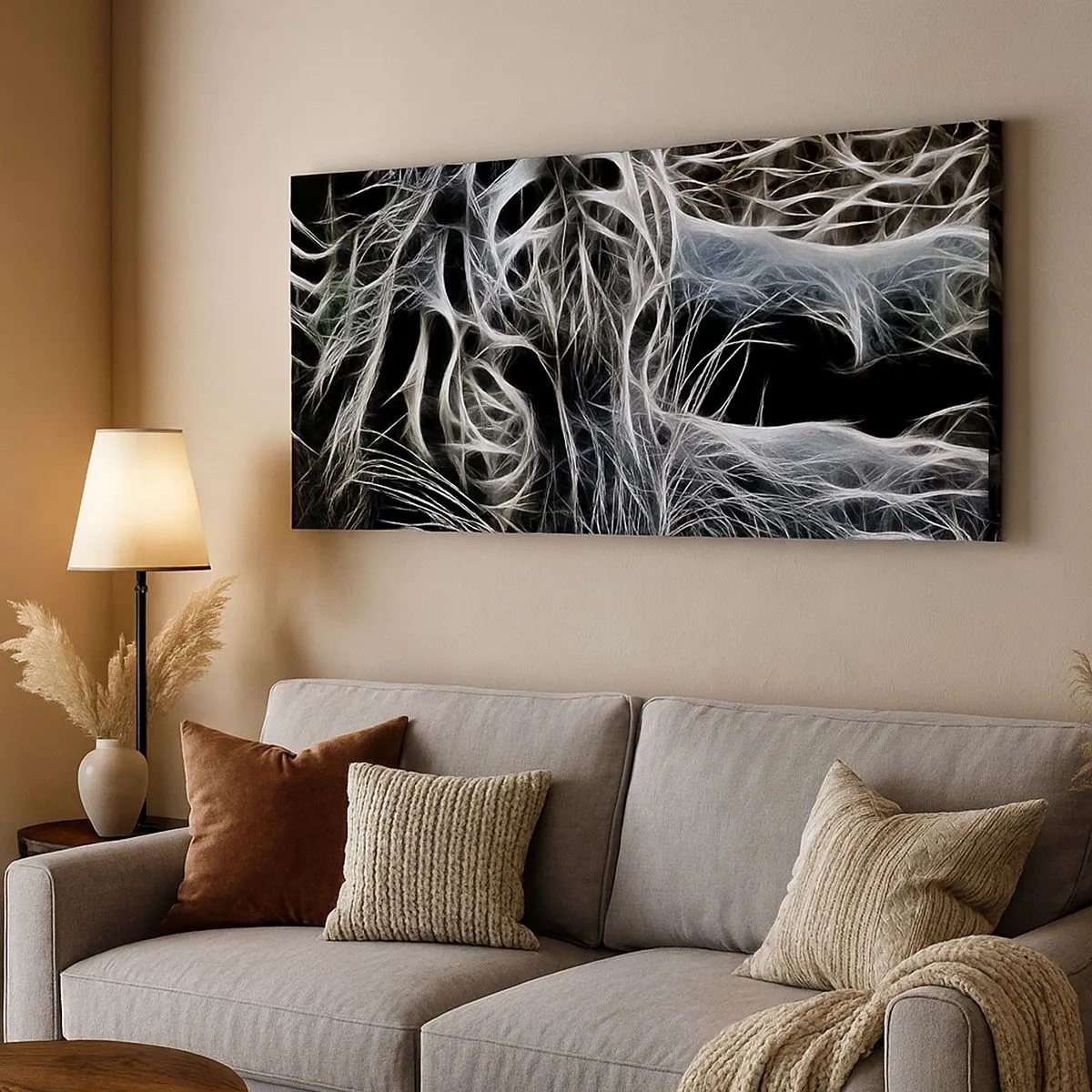 Impression sur toile - Image sur toile - Une étude de la légèreté du chat - 100x40 cm