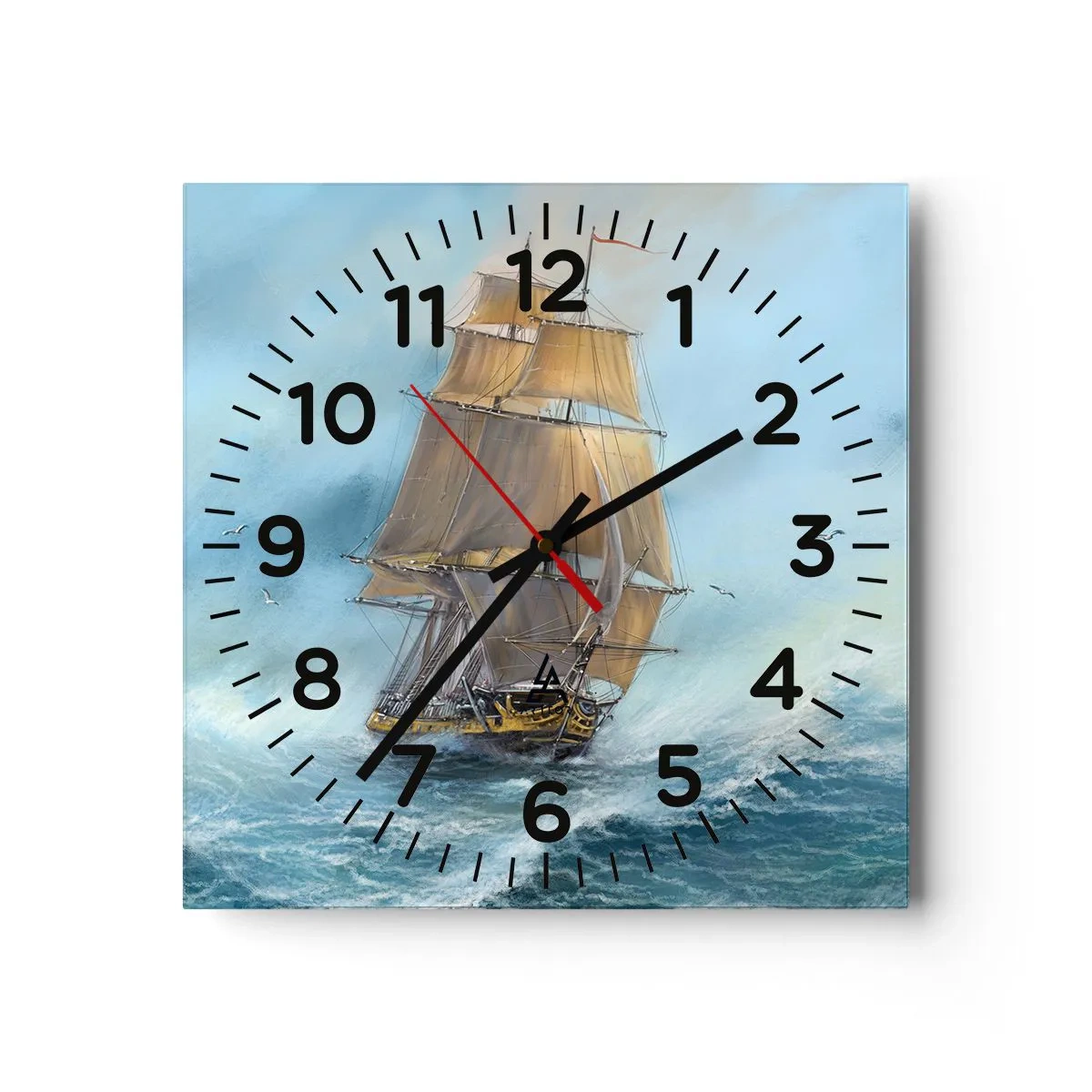 Horloge murale - Pendule murale - Se précipitant sur les vagues - 30x30 cm