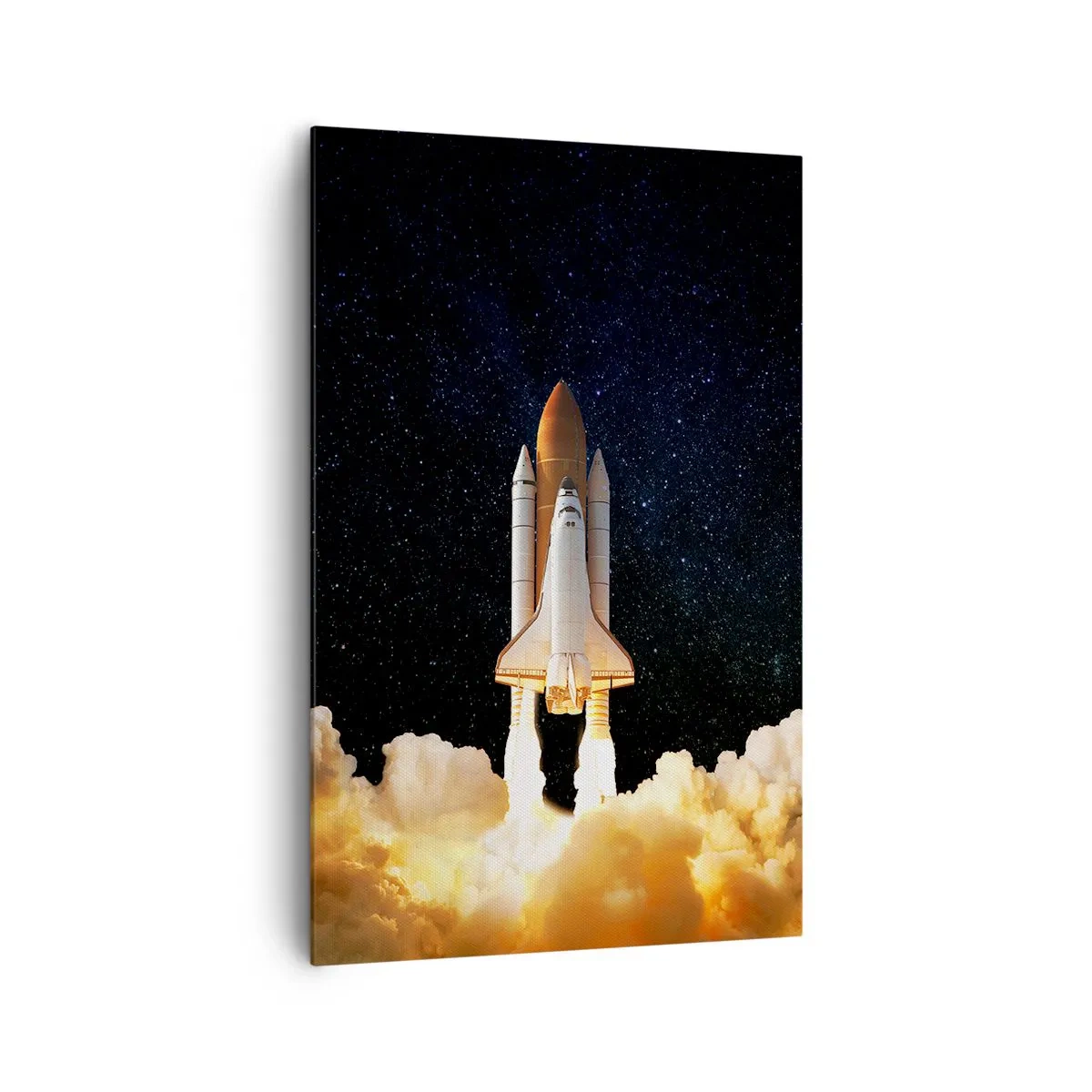 Impression sur toile - Image sur toile - Une fusée spatiale décollant dans le ciel étoilé - 80x120cm - Ad astra! - Décoration murale moderne pour le salon et la chambre ARTTOR
