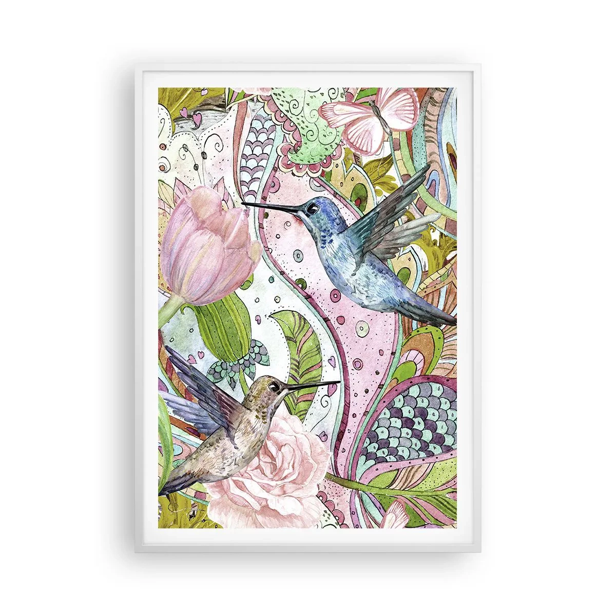 Affiche dans un cadre blanc - Poster - Empêtré dans les vignes - 70x100 cm