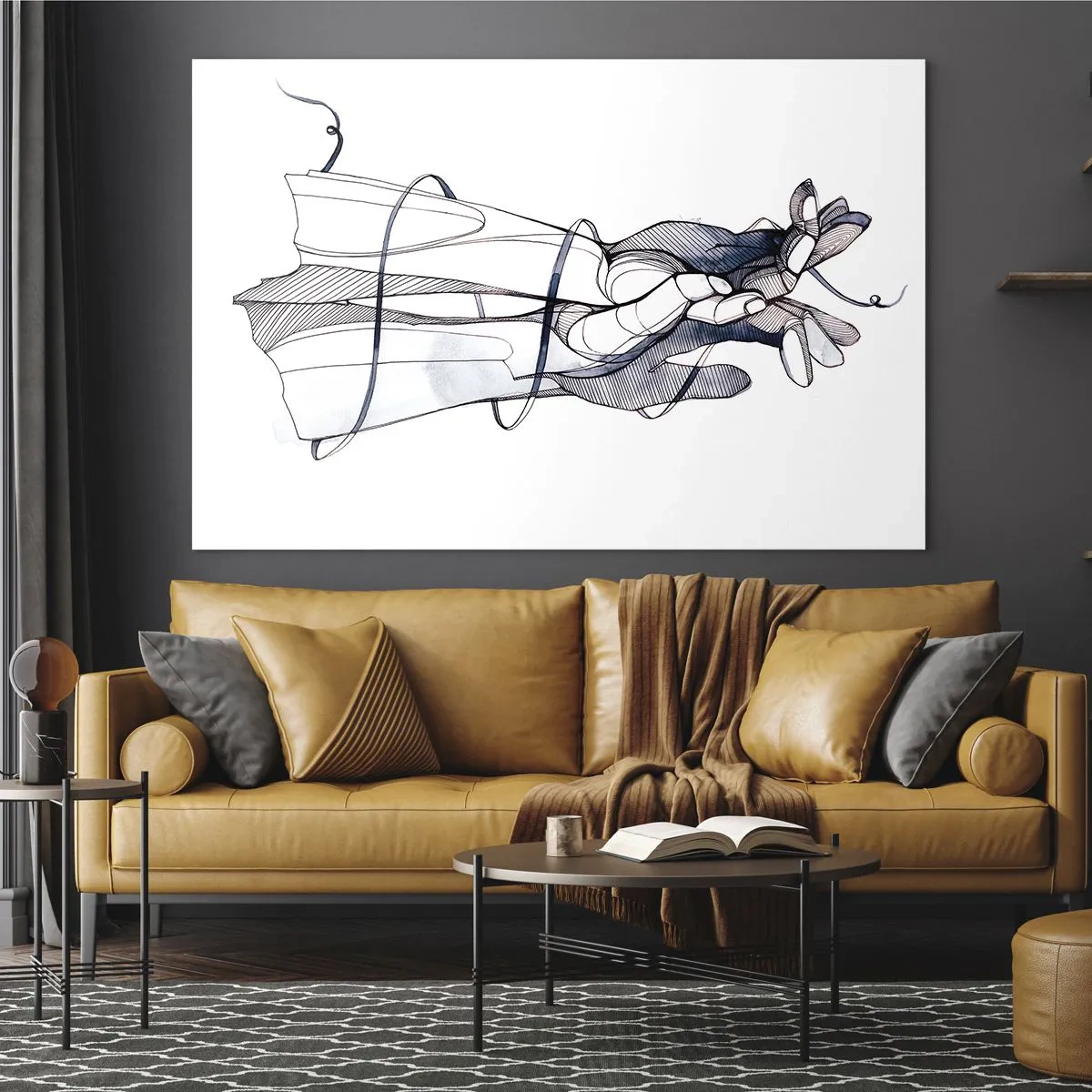 Impression sur verre - Image sur verre - Illustration artistique d'une main tenant une fleur - 100x70cm - Étude du touché - Décoration murale moderne pour le salon et la chambre ARTTOR