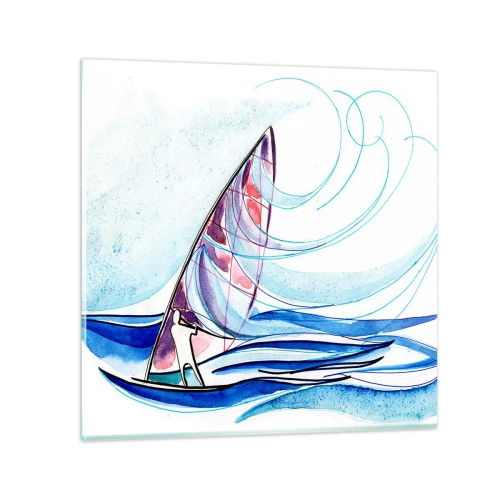 Impression sur verre - Image sur verre - Avec le vent au rythme des vagues - 30x30 cm