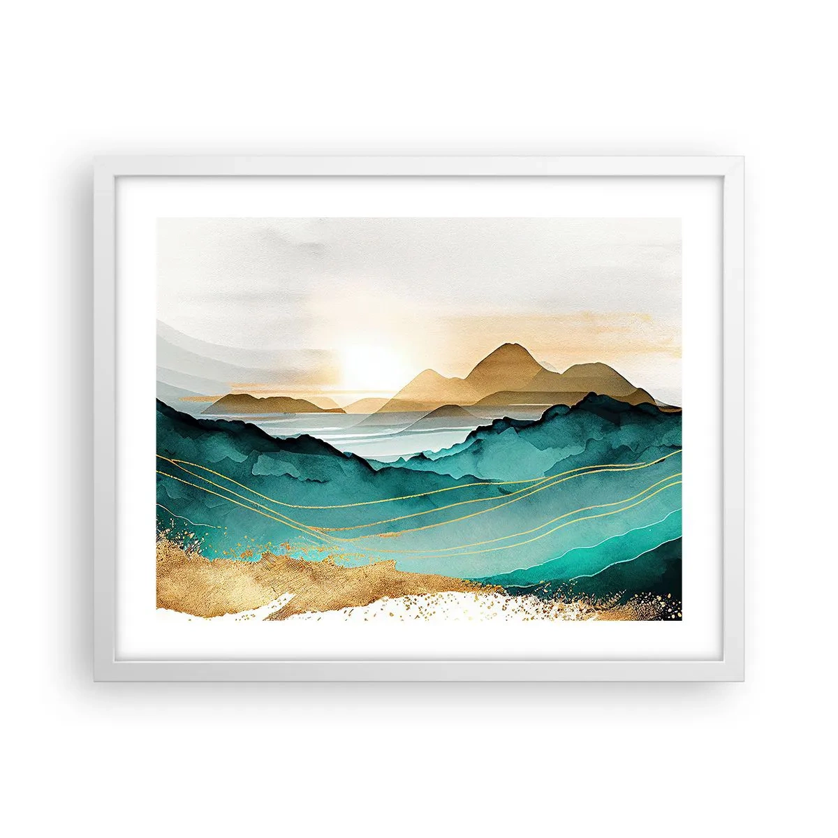 Affiche dans un cadre blanc - Poster - Au frontière de l’abstraction – paysage - 50x40 cm