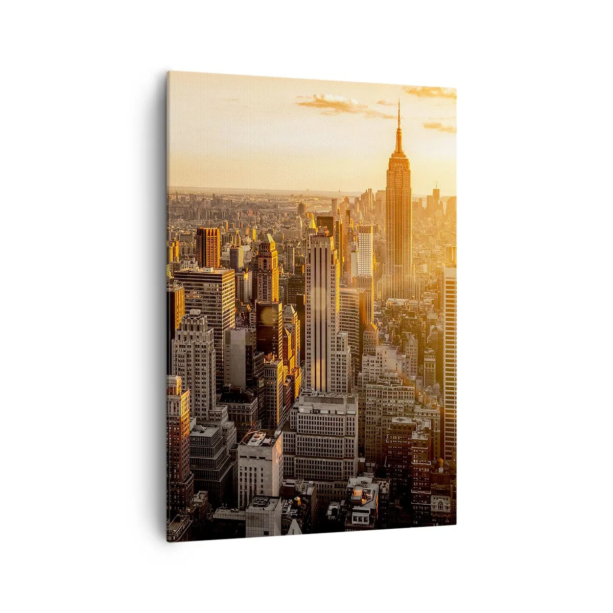 Impression sur toile - Image sur toile - Skyline de New York au coucher du soleil avec vue sur l'Empire State Building - 70x100cm - Grandir au soleil - Décoration murale moderne pour le salon et la chambre ARTTOR