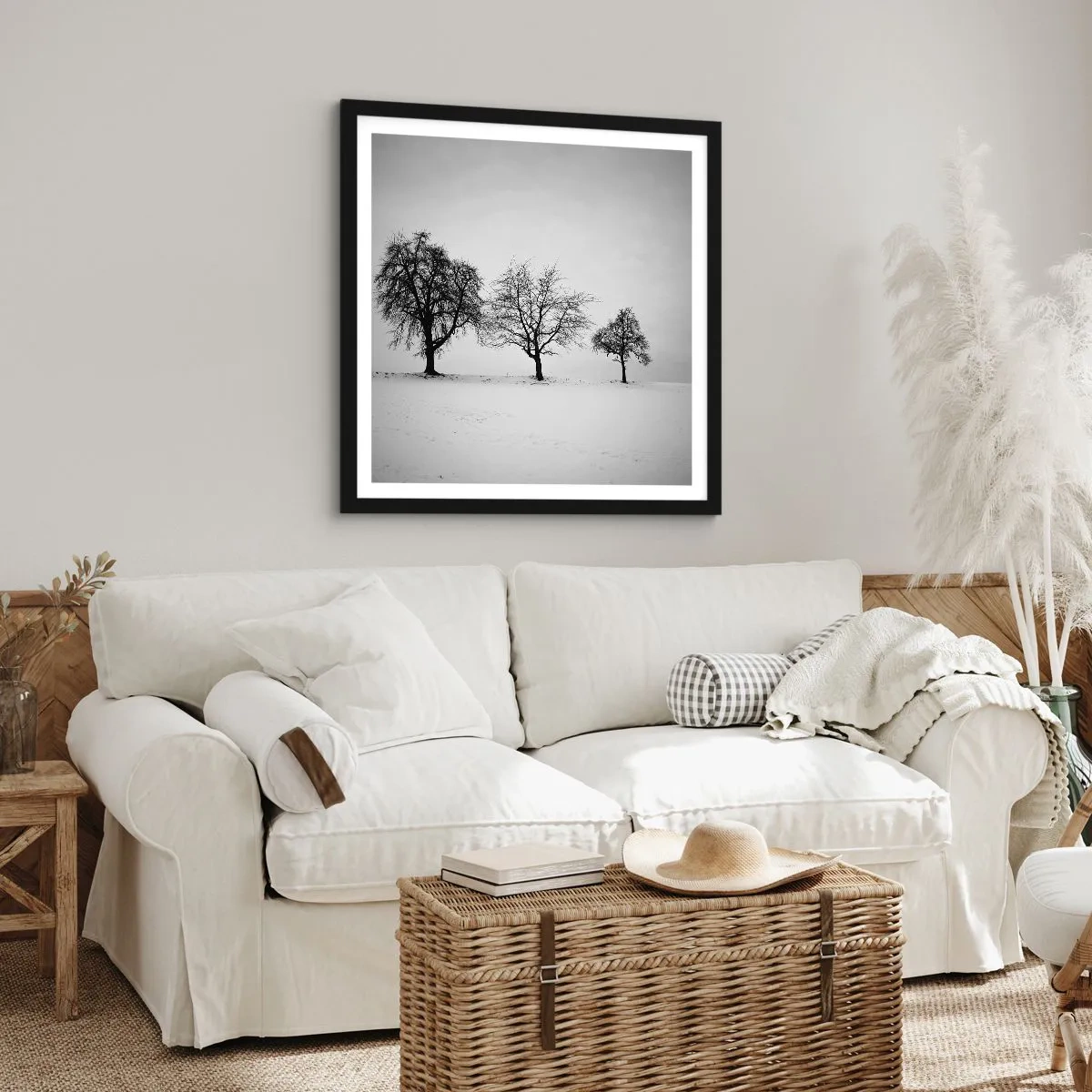 Affiche dans un cadre noir - Poster - A quoi rêvent-ils? - 40x40 cm