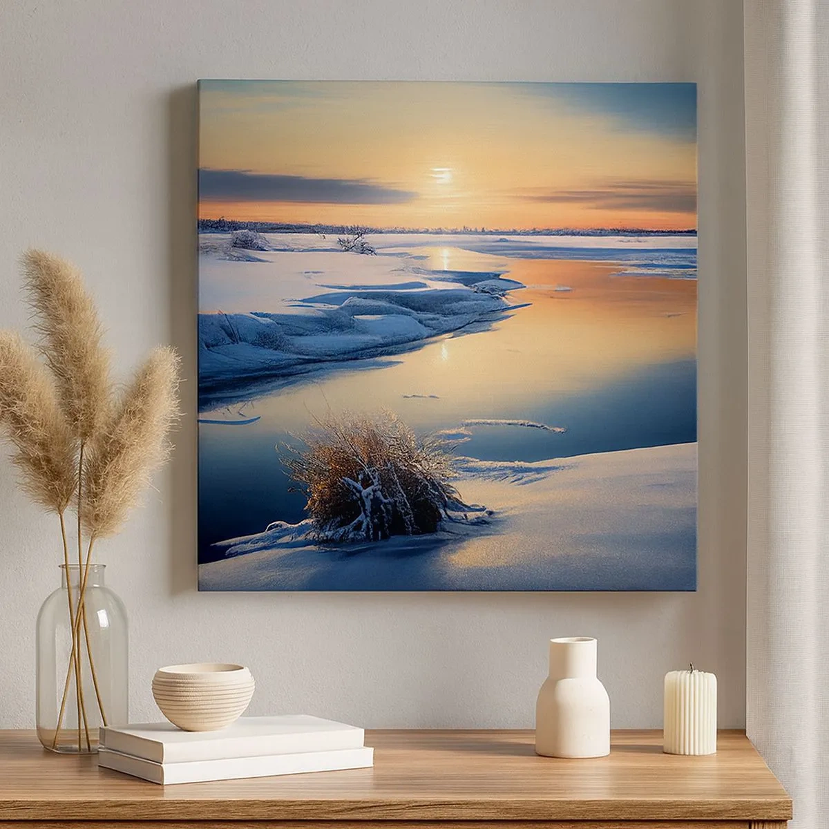 Impression sur toile - Image sur toile - Coucher de soleil d'hiver - 30x30 cm