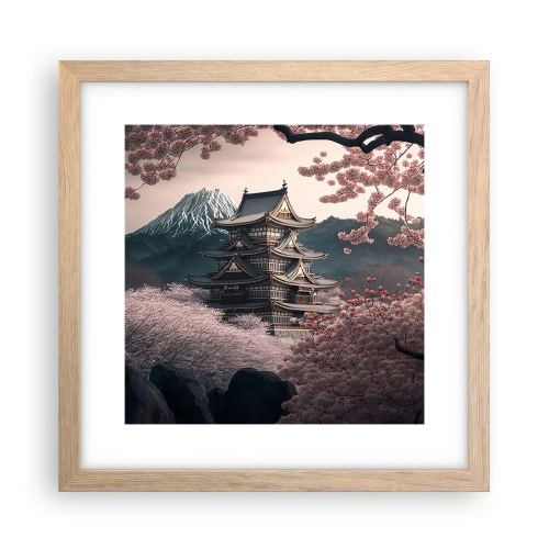 Affiche dans un chêne clair - Poster - Le pays des cerisiers en fleurs - 30x30 cm