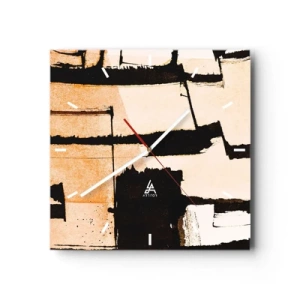 Horloge murale - Pendule murale - Motifs géométriques dans les tons marron et beige - 30x30cm - De l’ordre malgré tout - Décoration murale moderne pour le salon et la chambre ARTTOR