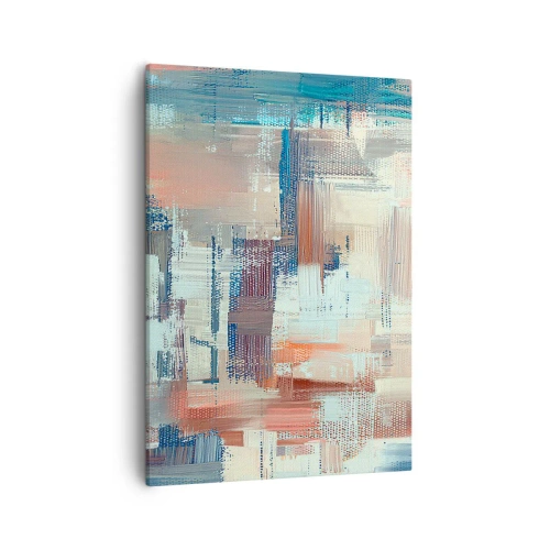 Impression sur toile - Image sur toile - Composition abstraite dans les tons de bleu et de beige - 50x70cm - Atteindre la lumière - Décoration murale moderne pour le salon et la chambre ARTTOR