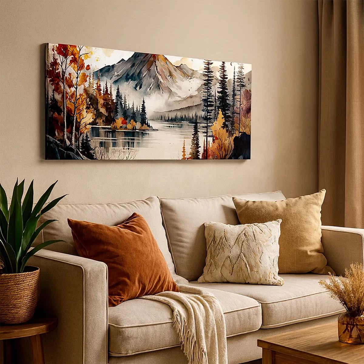 Impression sur toile - Image sur toile - Automne doré dans les montagnes - 30x30 cm