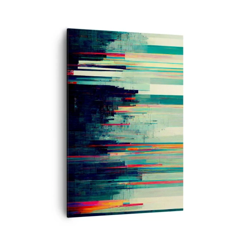 Impression sur toile - Image sur toile - Abstraction avec des lignes verticales et un horizon urbain - 70x100cm - Ville futuriste - Décoration murale moderne pour le salon et la chambre ARTTOR