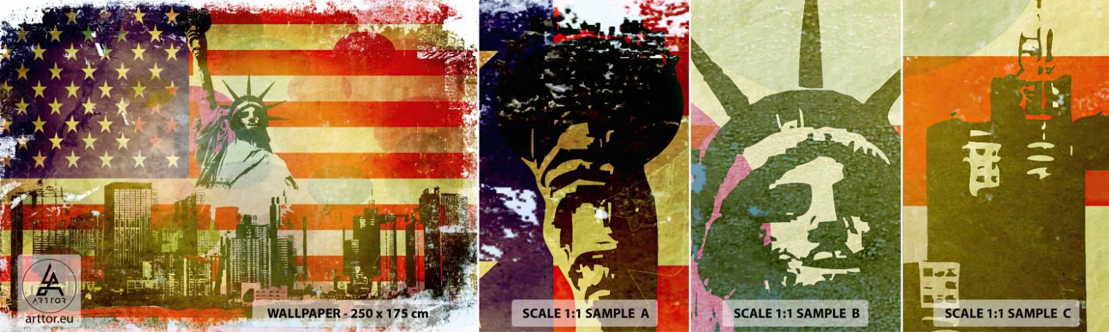 Échantillon De Papier Peint Standard Eco - Vive l'Amérique! - New York, Etats-Unis, statue de la Liberté - 100x30 cm