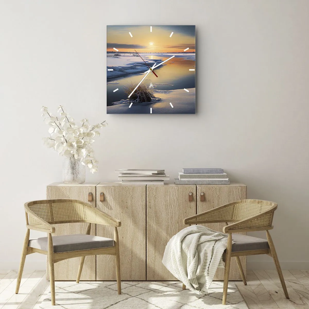 Horloge murale - Pendule murale - Coucher de soleil d'hiver - 40x40 cm