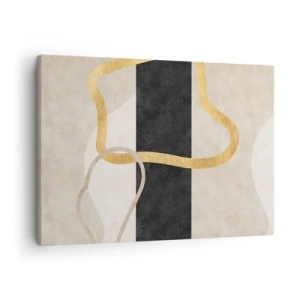 Impression sur toile - Image sur toile - Un design minimaliste avec des formes bouclées en or et noir. - 70x50cm - Formes emmellées - Décoration murale moderne pour le salon et la chambre ARTTOR