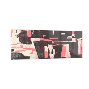 Impression sur verre - Image sur verre - Une composition abstraite dans les tons de rose et de marron. - 140x50cm - Tout ce tapage - Décoration murale moderne pour le salon et la chambre ARTTOR