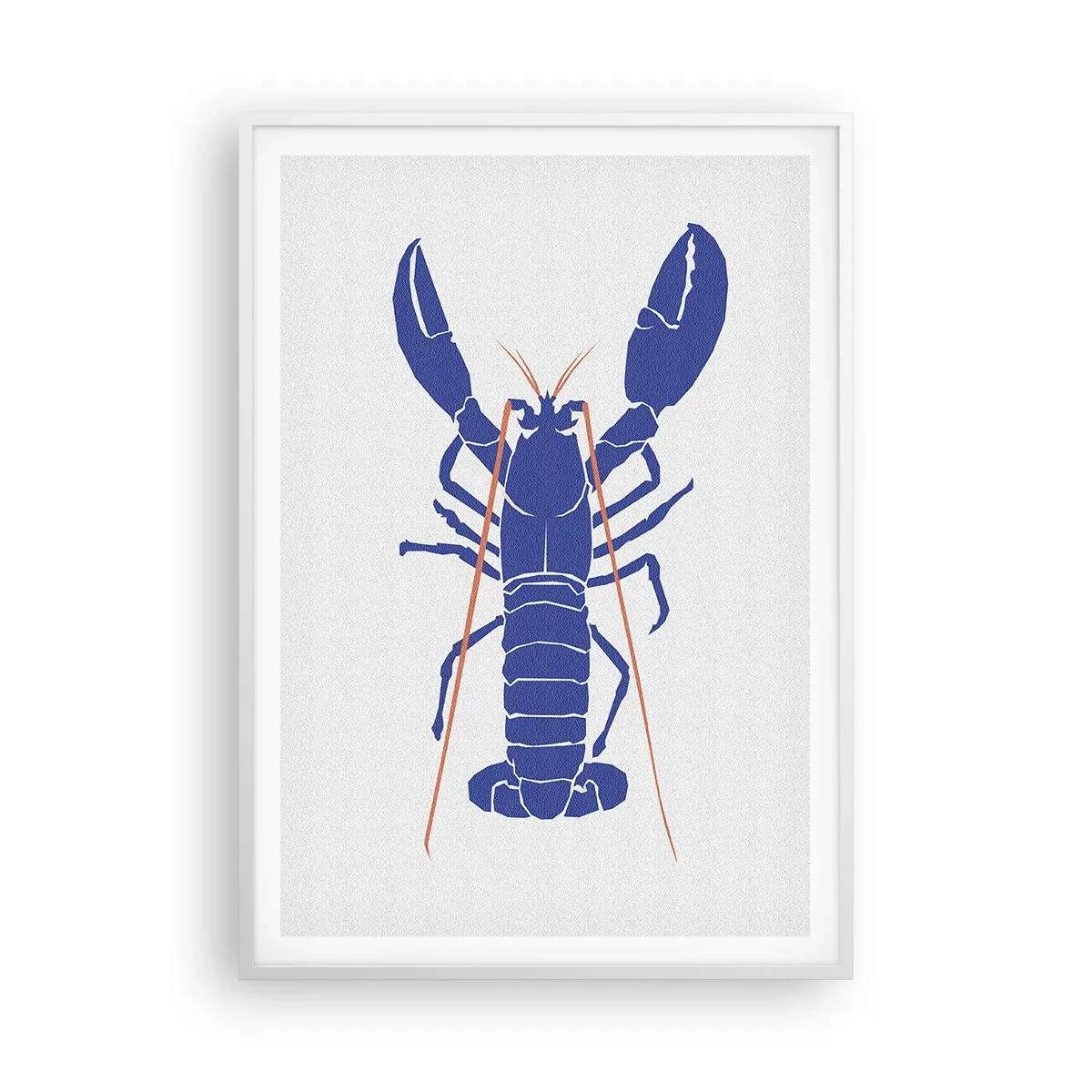 Affiche dans un cadre blanc - Poster - Homard exquis en bleu marine - 70x100 cm