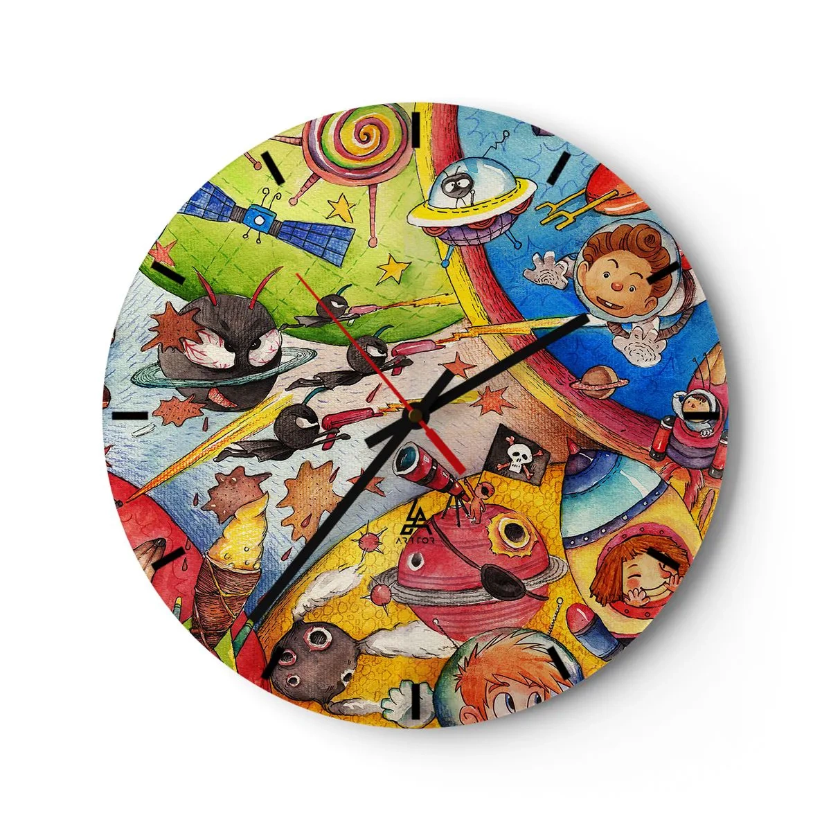Horloge murale - Pendule murale - Grande aventure spatiale - 40x40 cm