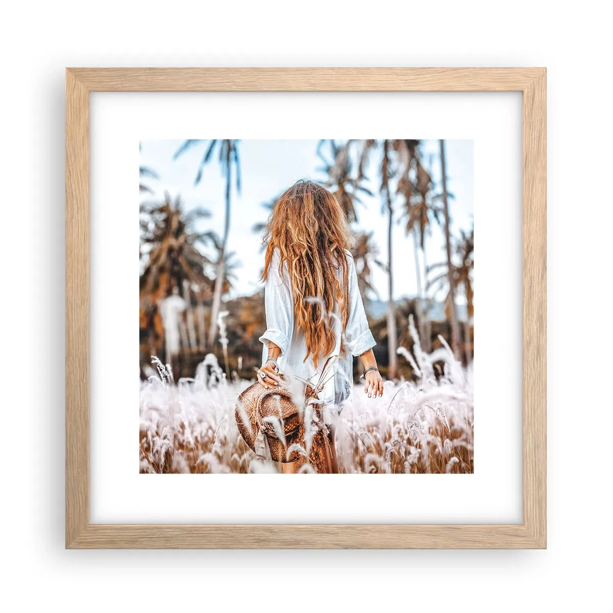 Affiche dans un chêne clair - Poster - Né de peluches d'herbe - 30x30 cm