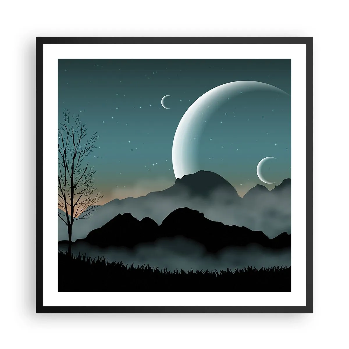 Affiche dans un cadre noir - Poster - Carnaval de la nuit étoilée - 60x60 cm