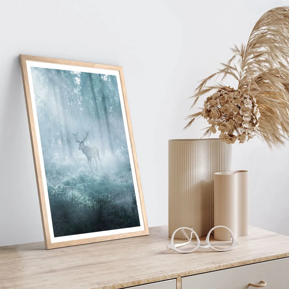 Affiche dans un chêne clair - Poster - Visite matinale du domaine - 40x50 cm