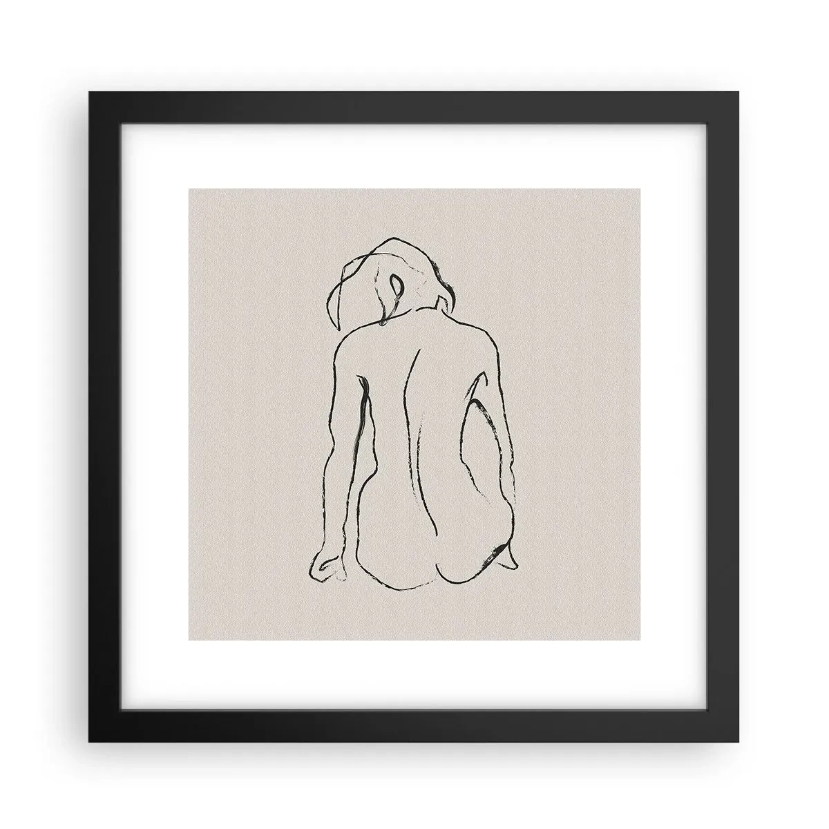 Affiche dans un cadre noir - Poster - Femme nue - 30x30 cm