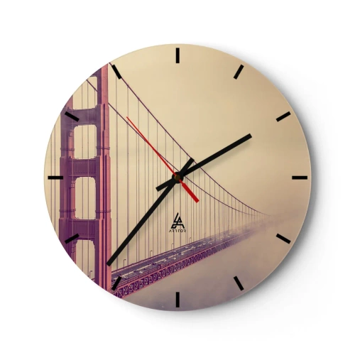 Horloge murale - Pendule murale - Le Golden Gate Bridge dans le brouillard en arrière-plan - 30x30cm - Entre ciel et terre - Décoration murale moderne pour le salon, la cuisine et la chambre ARTTOR