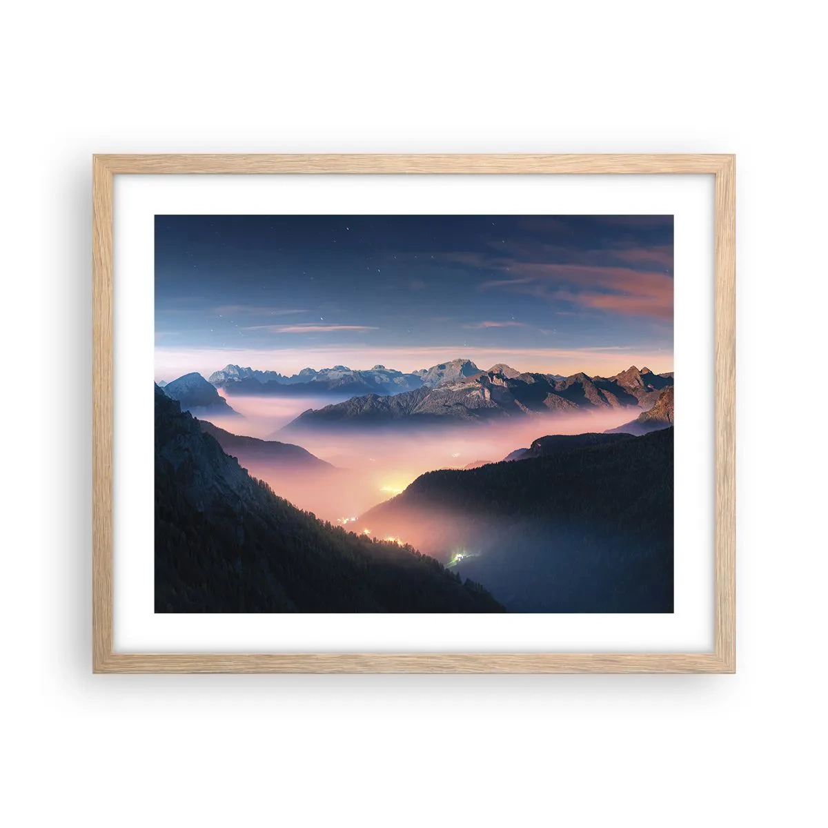 Affiche dans un chêne clair - Poster - Lumière dans les vallées - 50x40 cm