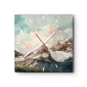 Horloge murale - Pendule murale - Montagnes pittoresques au ciel pastel - 30x30cm - Lames de roche - Décoration murale moderne pour le salon et la chambre ARTTOR