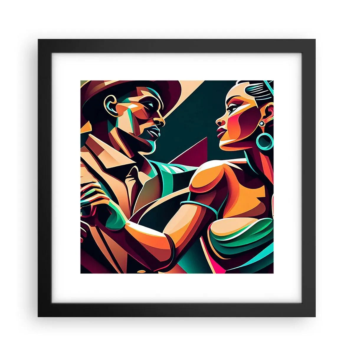 Affiche dans un cadre noir - Poster - Au rythme du coeur - 30x30 cm
