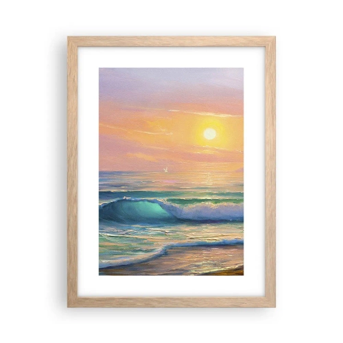 Affiche dans un chêne clair - Poster - Le chant turquoise des vagues - 30x40 cm