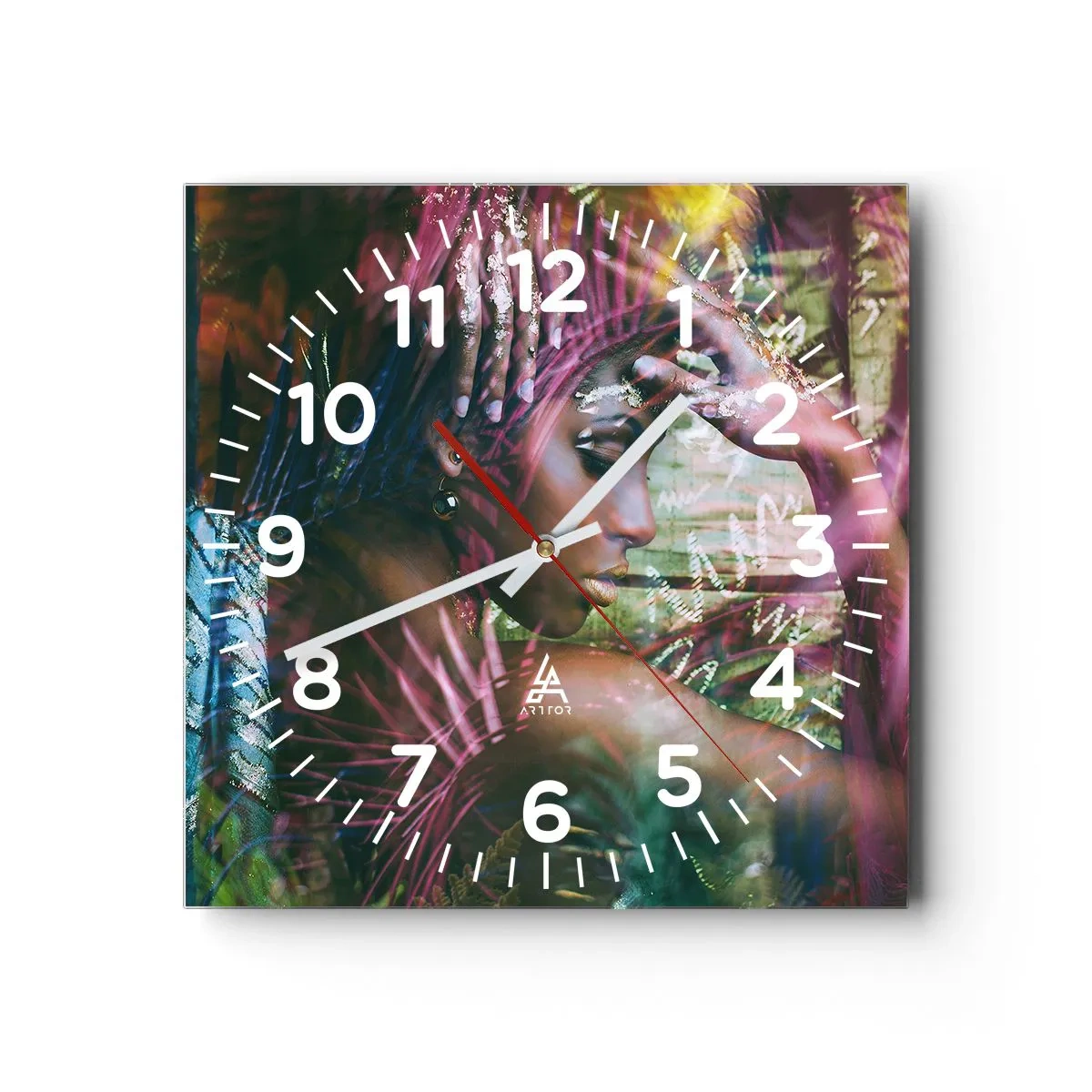 Horloge murale - Pendule murale - Dame Nature dans la jungle - 30x30 cm