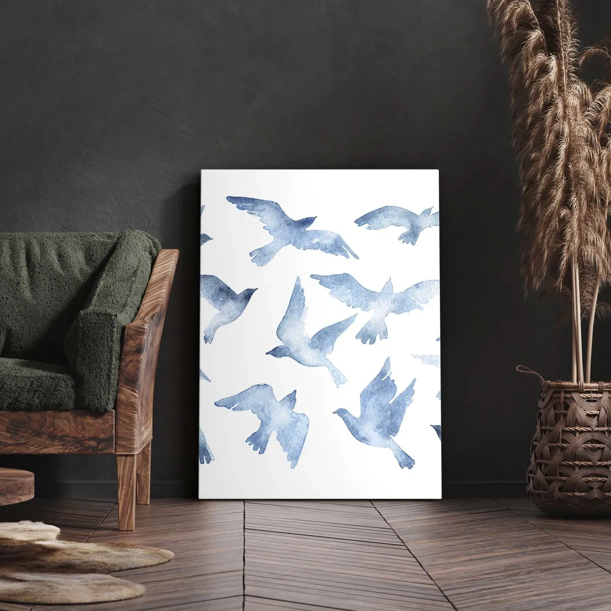 Impression sur toile - Image sur toile - Oiseaux bleus - 45x80 cm