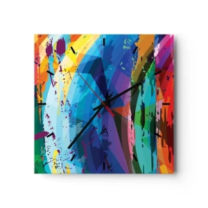 Horloge murale - Pendule murale - Abstraction colorée dans des motifs et des formes dynamiques - 30x30cm - Vertiges colorés - Décoration murale moderne pour le salon et la chambre ARTTOR