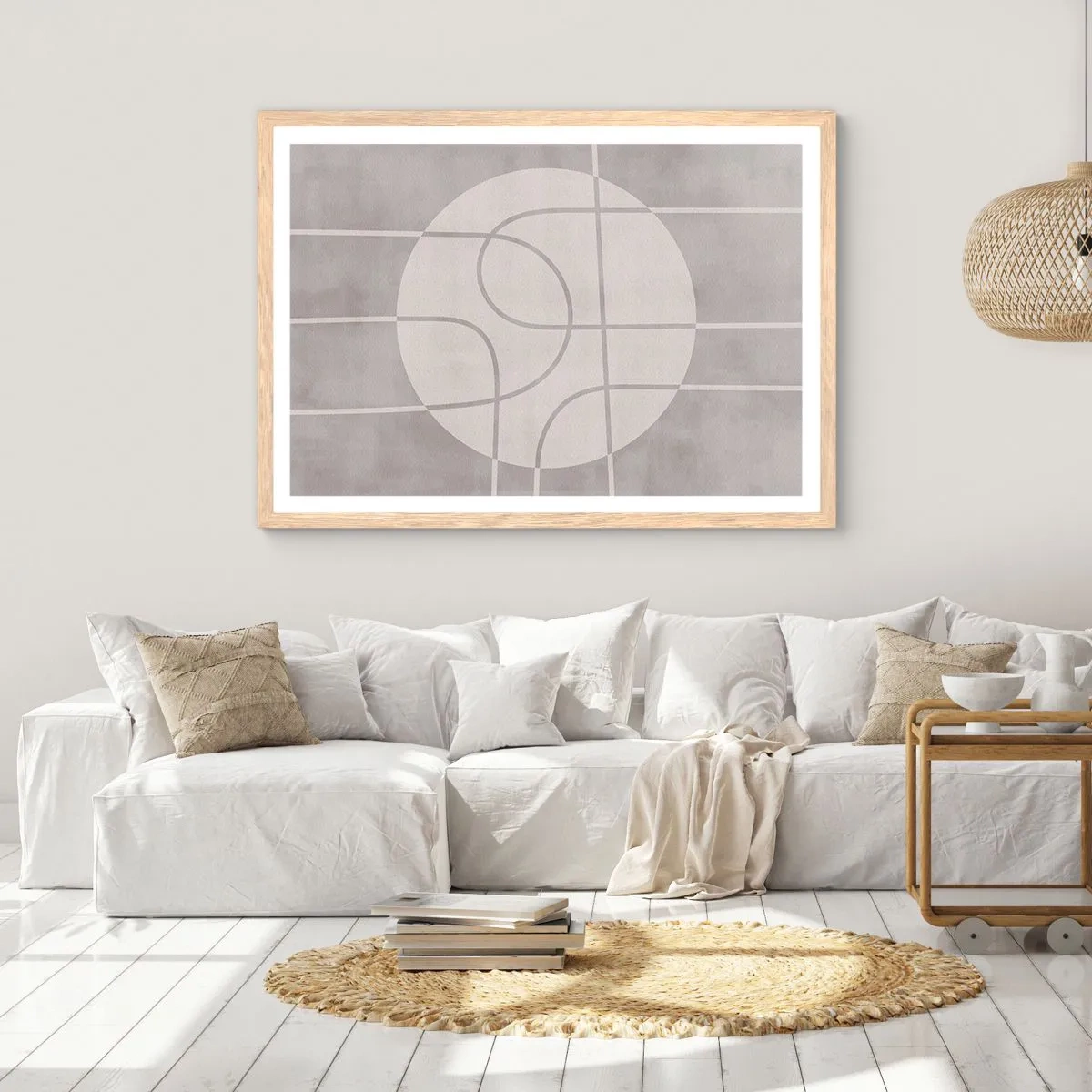 Affiche dans un chêne clair - Poster - Circulaire et tout droit - 100x70 cm