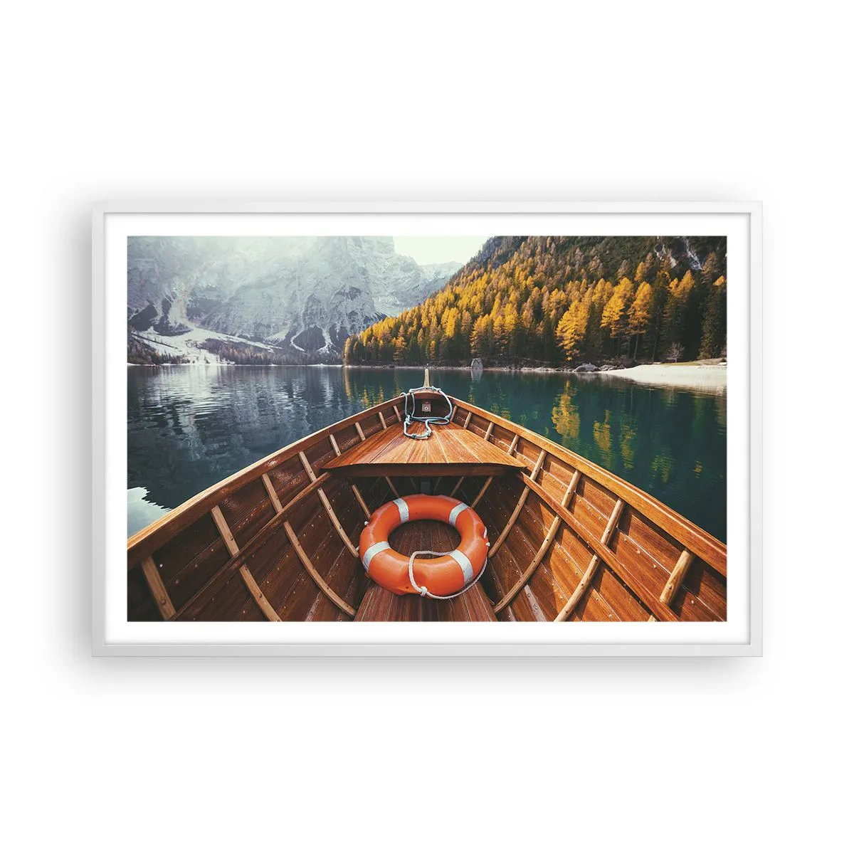 Affiche dans un cadre blanc - Poster - Escapade en montagne - 91x61 cm