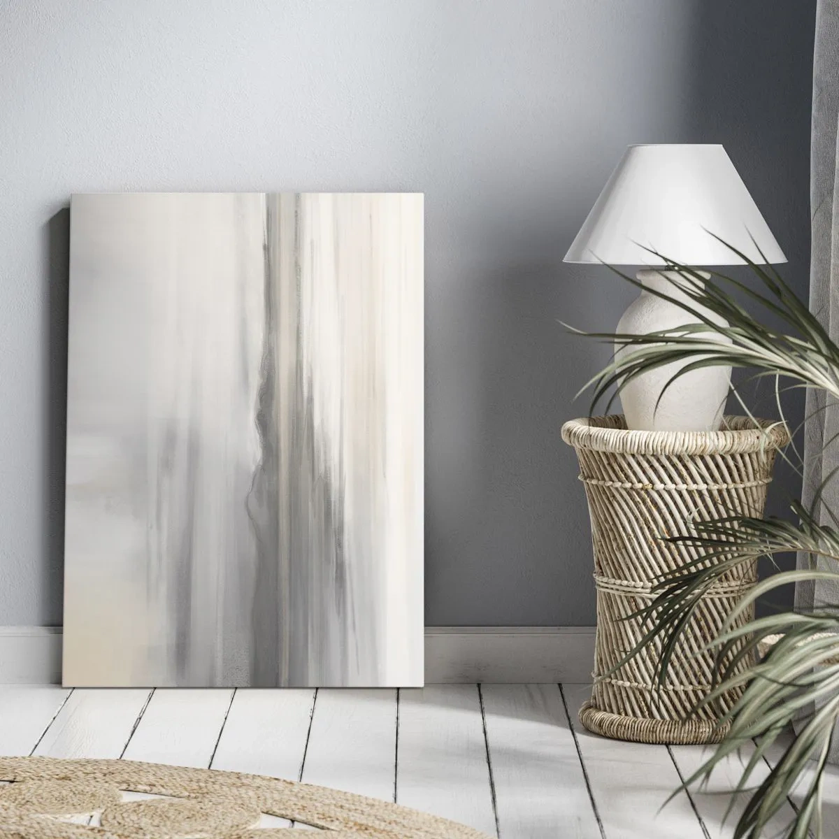 Impression sur toile - Image sur toile - Un paysage subtil aux tons gris et beige - 80x120cm - Distance réfléchie - Décoration murale moderne pour le salon et la chambre ARTTOR