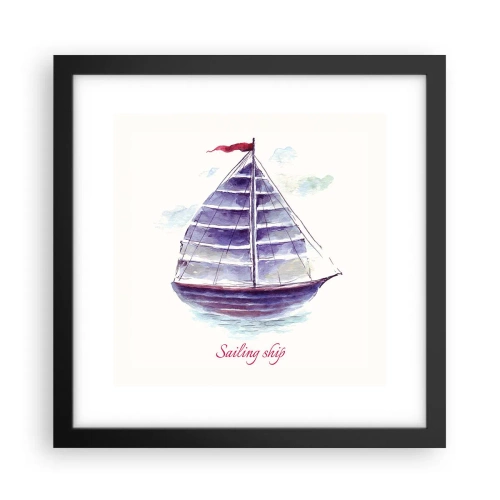 Affiche dans un cadre noir - Poster - Plein de voiles et d’eau calme - 30x30 cm